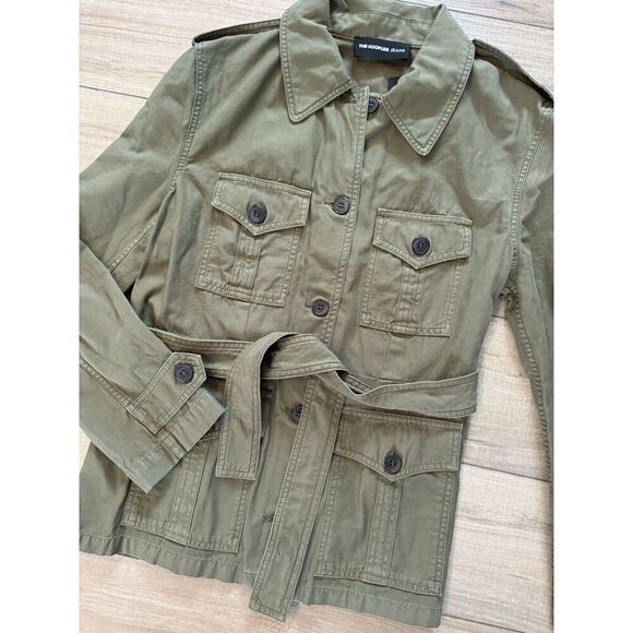 The Kooples Paris Jeans Olive Green Military jacket Cotton Women’s 3 Large - Picture 3 of 4